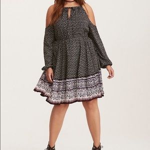 Torrid cold shoulder long sleeve dress.